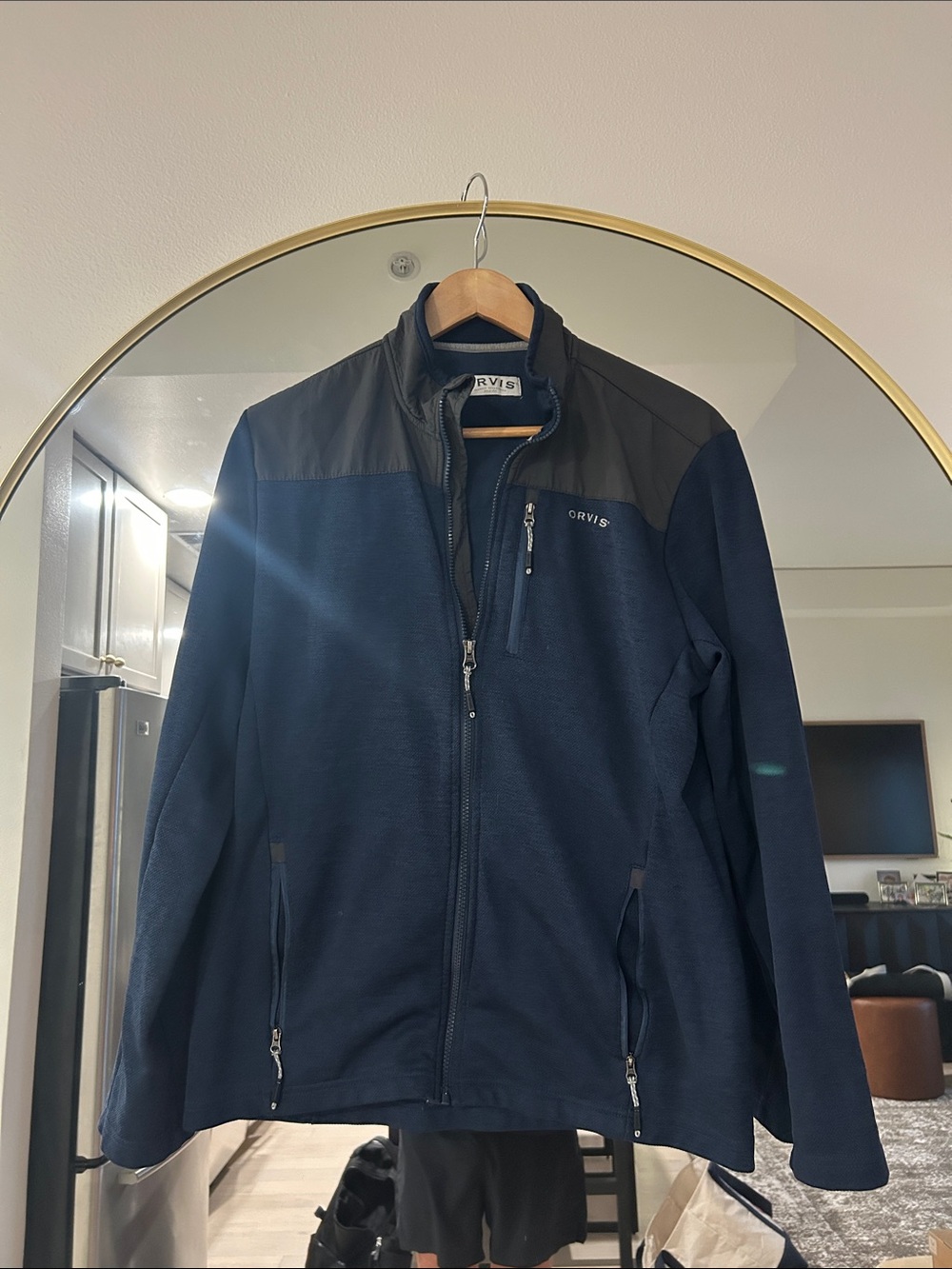 Orvis Navy Softshell Jacket with Black Yoke